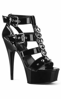 Pleaser DELIGHT-658 Black Patent Heels Pole Shoes