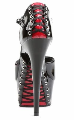Pleaser DELIGHT-660FH Black-Red Patent Heels