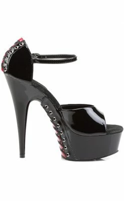 Pleaser DELIGHT-660FH Black-Red Patent Heels