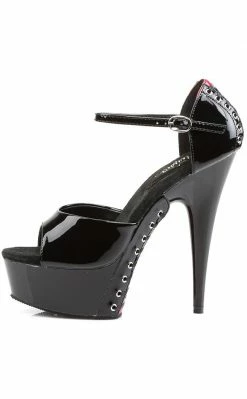 Pleaser DELIGHT-660FH Black-Red Patent Heels