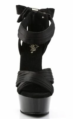Pleaser Pole Shoes DELIGHT-668 Blk Satin/Blk Heels