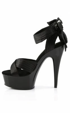 Pleaser Pole Shoes DELIGHT-668 Blk Satin/Blk Heels