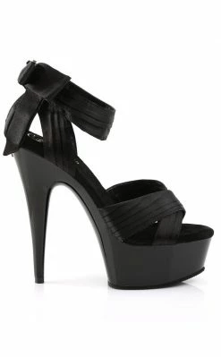 Pleaser Pole Shoes DELIGHT-668 Blk Satin/Blk Heels
