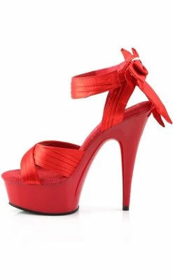 Pleaser DELIGHT-668 Red Satin/Red Heels