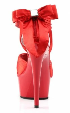 Pleaser DELIGHT-668 Red Satin/Red Heels