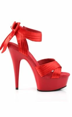 Pleaser DELIGHT-668 Red Satin/Red Heels