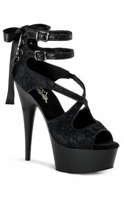Pleaser Pole Shoes DELIGHT-678LC Black / Black Matte Heels