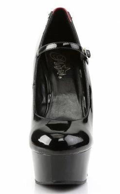 Pleaser DELIGHT-687FH Blk-Red Pat/Blk Heels