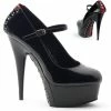 Pleaser DELIGHT-687FH Blk-Red Pat/Blk Heels