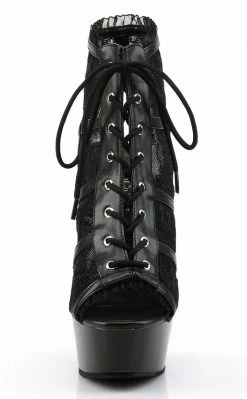 Pleaser DELIGHT-696LC Black Lace Heels