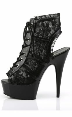 Pleaser DELIGHT-696LC Black Lace Heels