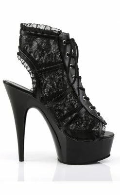 Pleaser DELIGHT-696LC Black Lace Heels