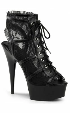 Pleaser DELIGHT-696LC Black Lace Heels