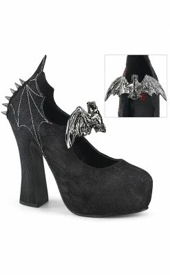 Demonia DEMON-18 Black Lace Mary Jane Heels Shoes