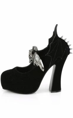 Demonia DEMON-18 Black Velvet Mary Jane Heels Shoes