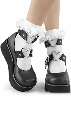 Demonia Clothing DH-10 White Ruffle Ankle Socks