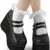 Demonia DH-15 White Heart Ruffle Socks Clothing