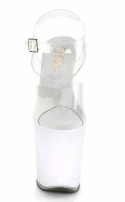 Pleaser DISCOLITE-808 Clear/White Glow Colour Changing Light Up Heels Pole Shoes