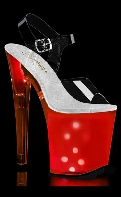 Pleaser DISCOLITE-808 Clear/White Glow Colour Changing Light Up Heels Pole Shoes