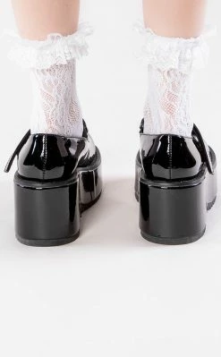Demonia Shoes DOLLIE-01 Chunky Black Patent Mary Janes (Au Stock)