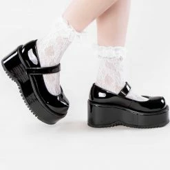 Demonia Shoes DOLLIE-01 Chunky Black Patent Mary Janes (Au Stock)