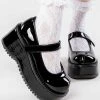 Demonia Shoes DOLLIE-01 Chunky Black Patent Mary Janes (Au Stock)