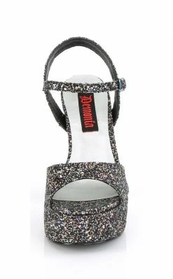 Demonia DOLLY-09 Black Glitter Mary Jane Heels