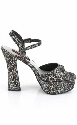 Demonia DOLLY-09 Black Glitter Mary Jane Heels