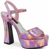 Demonia DOLLY-09 Pink Holographic Mary Jane Heels Shoes