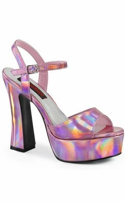 Demonia DOLLY-09 Pink Holographic Mary Jane Heels Shoes