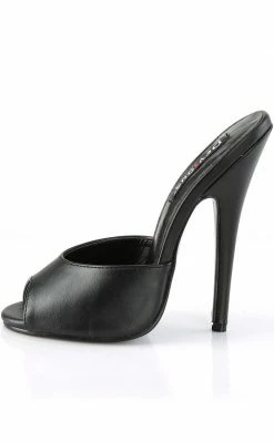 Devious Shoes DOMINA-101 Black Faux Leather Peeptoe Heels