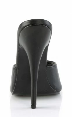 Devious Shoes DOMINA-101 Black Faux Leather Peeptoe Heels