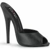 Devious Shoes DOMINA-101 Black Faux Leather Peeptoe Heels
