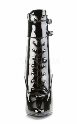 Devious DOMINA-1023 Black Patent Ankle Boot Shoes