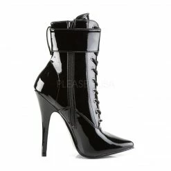 Devious DOMINA-1023 Black Patent Ankle Boot Shoes