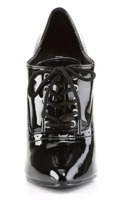 Devious DOMINA-460 Black Patent Lace-Up Heel Shoes