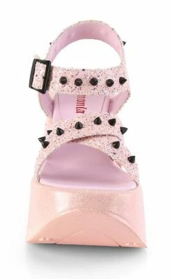 Demonia DYNAMITE-02 Baby Pink Glitter Wedge Heels