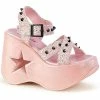 Demonia DYNAMITE-02 Baby Pink Glitter Wedge Heels