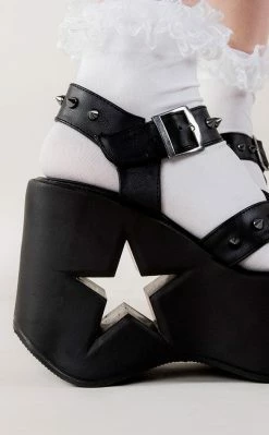 Demonia DYNAMITE-02 Black Wedge Heels