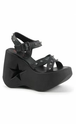 Demonia DYNAMITE-02 Black Wedge Heels