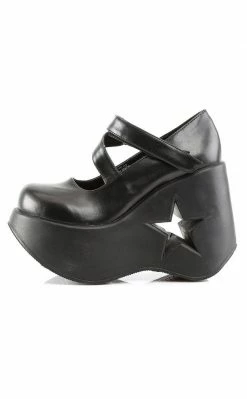 Demonia DYNAMITE-03 Black Mary Jane Wedge Heels