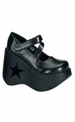 Demonia DYNAMITE-03 Black Mary Jane Wedge Heels