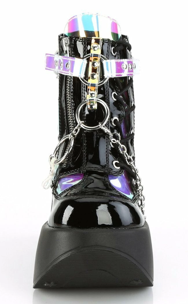 Demonia Shoes DYNAMITE-101 Black Holographic Ankle Boots 5 Demonia Shoes DYNAMITE-101 Black Holographic Ankle Boots