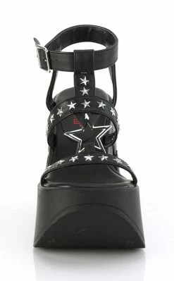 Demonia DYNAMITE-12 Black Matte Wedge Sandals Shoes