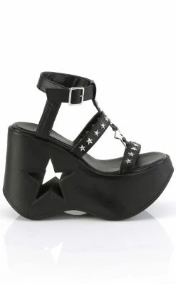 Demonia DYNAMITE-12 Black Matte Wedge Sandals Shoes