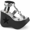 Demonia DYNAMITE-12 Silver Metallic Wedge Sandals