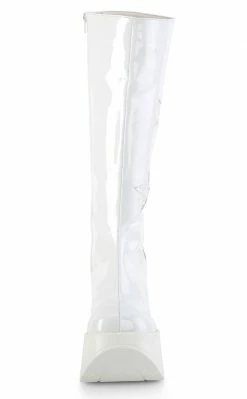 Demonia DYNAMITE-218 White Patent/Glitter Knee Boots