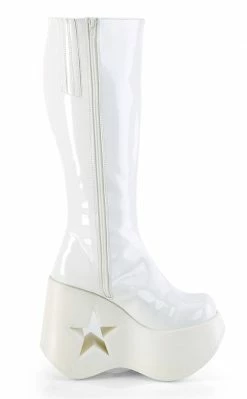 Demonia DYNAMITE-218 White Patent/Glitter Knee Boots