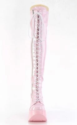 Demonia Shoes DYNAMITE-300 Baby Pink Patent Thigh High Boots