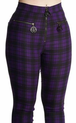 Banned Apparel Clothing Damien Tartan Jeans | Purple